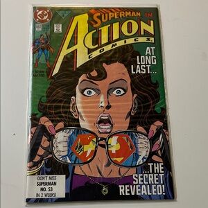DC Action Comics Cover Art with Lois Lane and Superman Reflection